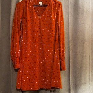 A New Day Rust Argyle Print V-Neck Long Sleeve Boho Shift Size S
